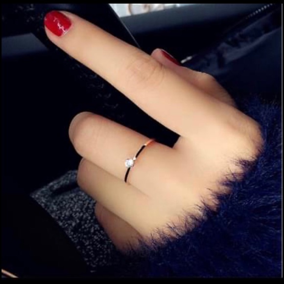 Ring minimalist rose gold silver cubic zirconia thin - Picture 4 of 4